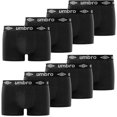 Umbro Mutande Boxer Uomo 100% Cotone, Set da 8, Nero N (XL) Umbro Mutande Boxer Uomo 100% Cotone, Set da 8, Nero N (XL)