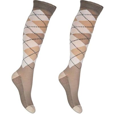 HKM , Calze da Equitazione, con Motivo a Quadri Classici, da Uomo, Uomo, Calzini, , Beige/Wollweiß, 30-34 HKM , Calze da Equitazione, con Motivo a Quadri Classici, da Uomo, Uomo, Calzini, , Beige/Wollweiß, 30-34