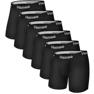 Hanes Brief Underwear Pack, Stretch Cotton Boxer Briefs for Men, Moisture-Wicking, 12-Pack Corti, Nero, L (Pacco da 6) Uomo Hanes Brief Underwear Pack, Stretch Cotton Boxer Briefs for Men, Moisture-Wicking, 12-Pack Corti, Nero, L (Pacco da 6) Uomo