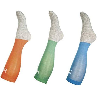 HKM Calze da Uomo microcot TON Colour Set di 3, Uomo, Socken -Microcotton Colour- 3er Set, Blau/Grün/Orange, 41-43 HKM Calze da Uomo microcot TON Colour Set di 3, Uomo, Socken -Microcotton Colour- 3er Set, Blau/Grün/Orange, 41-43