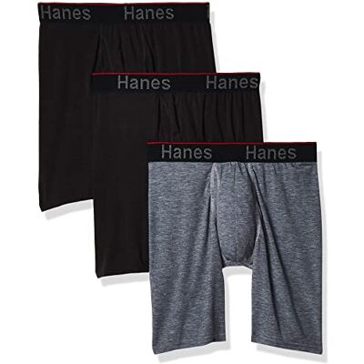 Hanes Boxer da Uomo, 3 Pezzi, Elastici, Aderenti, Supporto Totale, con Conchiglia, Disponibili in Taglia Regolare e a Gamba Lunga, Gamba Lunga Grigia/Nera, Medium Hanes Boxer da Uomo, 3 Pezzi, Elastici, Aderenti, Supporto Totale, con Conchiglia, Disponibili in Taglia Regolare e a Gamba Lunga, Gamba Lunga Grigia/Nera, Medium
