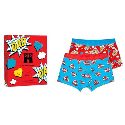 Happy Socks Confezione Regalo da 2 Boxer Corti Super Dad Happy Socks Confezione Regalo da 2 Boxer Corti Super Dad