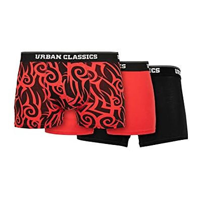 Urban Classics Cotone Organico Set da 3 Boxer Uomo Confezione da 3 Pezzi, Multicolore (Tribal AOP/Popred/Black) Urban Classics Cotone Organico Set da 3 Boxer Uomo Confezione da 3 Pezzi, Multicolore (Tribal AOP/Popred/Black)