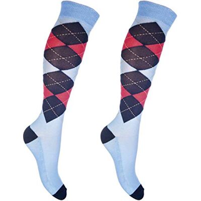 HKM , Calze da Equitazione, con Motivo a Quadri Classici, da Uomo, Uomo, Calzini, , Babyblau/Dunkelblau, 30-34 HKM , Calze da Equitazione, con Motivo a Quadri Classici, da Uomo, Uomo, Calzini, , Babyblau/Dunkelblau, 30-34