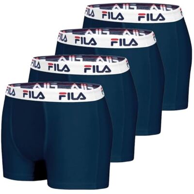 Fila Mutande Boxer Uomo Cotone, Set da 4, Blu NV (2XL) Fila Mutande Boxer Uomo Cotone, Set da 4, Blu NV (2XL)