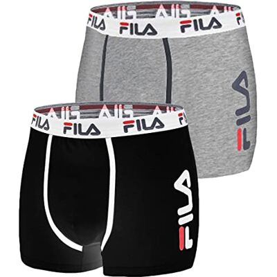 Fila Boxer Uomo Cotone, anti-irritazione, anti-scivolo, set di 2, Nero, Grigio, Taglie S Fila Boxer Uomo Cotone, anti-irritazione, anti-scivolo, set di 2, Nero, Grigio, Taglie S