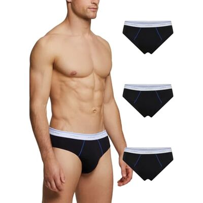 POMPEA 3 Paia Slip Uomo in Cotone con Cuciture a Contrasto POMPEA 3 Paia Slip Uomo in Cotone con Cuciture a Contrasto