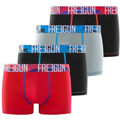 FREEGUN Mutande Boxer Uomo Cotone, Set da 4, Nero N (M) FREEGUN Mutande Boxer Uomo Cotone, Set da 4, Nero N (M)