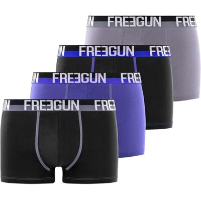 FREEGUN Mutande Boxer Uomo Cotone, Set da 4, Nero GSA (2XL) FREEGUN Mutande Boxer Uomo Cotone, Set da 4, Nero GSA (2XL)