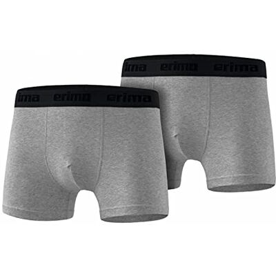 Erima Confezione da 2 Boxer, Uomo, Grigio Melange, S Erima Confezione da 2 Boxer, Uomo, Grigio Melange, S