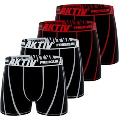 FREEGUN Boxer Mutande Uomo Aktiv, Set da 4, Nero 360D2 (XL) FREEGUN Boxer Mutande Uomo Aktiv, Set da 4, Nero 360D2 (XL)
