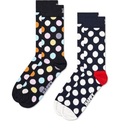 Happy Socks Calzini 2-Pack Classic Big Dot Cotone Unisex Nero 36-40 Happy Socks Calzini 2-Pack Classic Big Dot Cotone Unisex Nero 36-40