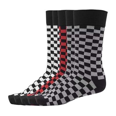 Urban Classics Unisex Adulto Socken Check Socks 5-Pack Calzini, blk/h.grey/wht, 35-38 Urban Classics Unisex Adulto Socken Check Socks 5-Pack Calzini, blk/h.grey/wht, 35-38