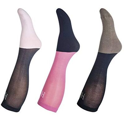 HKM 3917 Calzini da adulto, in microcotone, 3 pezzi, colore: rosa/blu navy/grigio 38/40, 38/40 HKM 3917 Calzini da adulto, in microcotone, 3 pezzi, colore: rosa/blu navy/grigio 38/40, 38/40