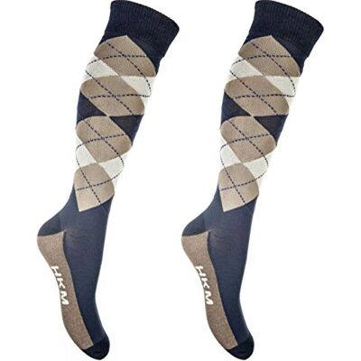 HKM Calze da Equitazione Uomo Check Classico, Uomo, Reitsocken -Check Classico-, Dunkelblau/Taupe, 39-42 HKM Calze da Equitazione Uomo Check Classico, Uomo, Reitsocken -Check Classico-, Dunkelblau/Taupe, 39-42