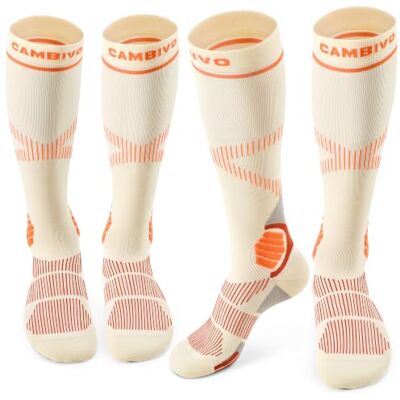 CAMBIVO Calze Compressione Graduata Donna Uomo 2Paia, Gambaletti Compressione Graduata 15-20 mmHg, Calze Elastiche a Compressione Antitrombo, Calzini Lunghe per Vene Varicose, Aereo, Sportive, Corsa CAMBIVO Calze Compressione Graduata Donna Uomo 2Paia, Gambaletti Compressione Graduata 15-20 mmHg, Calze Elastiche a Compressione Antitrombo, Calzini Lunghe per Vene Varicose, Aereo, Sportive, Corsa