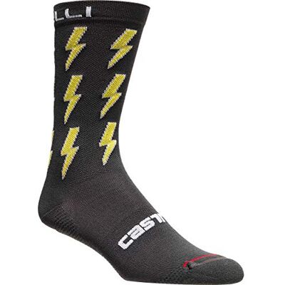 CASTELLI Pazzo 18 Sock Calzini, Unisex – Adulto, Dark Gray Yellow, XXL CASTELLI Pazzo 18 Sock Calzini, Unisex – Adulto, Dark Gray Yellow, XXL