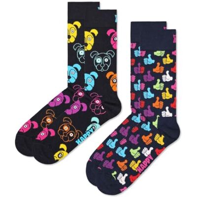 Happy Socks Calzini 2-Pack Classic Dog Cotone Unisex Nero 41-46 Happy Socks Calzini 2-Pack Classic Dog Cotone Unisex Nero 41-46