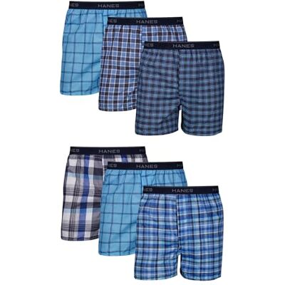 Hanes Men's Woven Boxers, 6 Pack, Tartan Plaid, X Large Hanes Men's Woven Boxers, 6 Pack, Tartan Plaid, X Large
