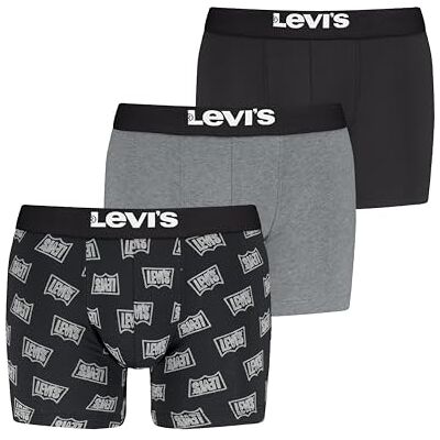 Levis Gift Batwing Logo Boxer Briefs, Nero/Grigio, L (Pacco da 3) Uomo Levis Gift Batwing Logo Boxer Briefs, Nero/Grigio, L (Pacco da 3) Uomo