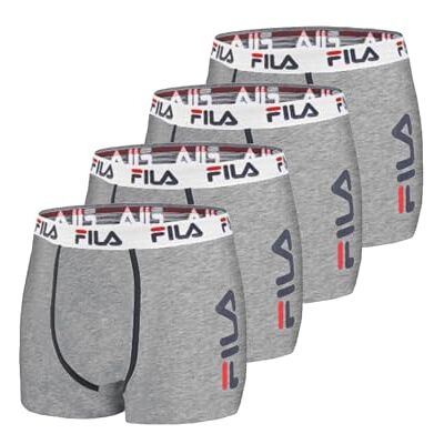 Fila Mutande Boxer Uomo, Set da 4, Grigio GR (L) Fila Mutande Boxer Uomo, Set da 4, Grigio GR (L)