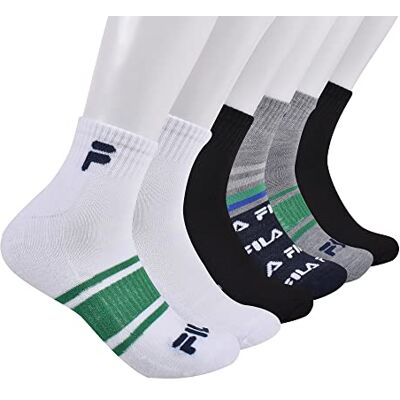 Fila Striped Half Cushion Quarter Socks Calzini sopra la caviglia Uomo (Pacco da 6) Fila Striped Half Cushion Quarter Socks Calzini sopra la caviglia Uomo (Pacco da 6)