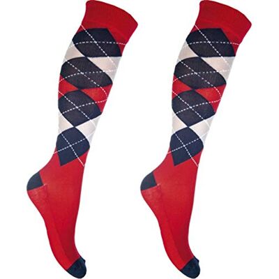 HKM , Calze da Equitazione, con Motivo a Quadri Classici, da Uomo, Uomo, Calzini, , Rot/Dunkelblau, 35-38 HKM , Calze da Equitazione, con Motivo a Quadri Classici, da Uomo, Uomo, Calzini, , Rot/Dunkelblau, 35-38