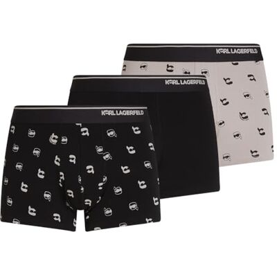 Lagerfeld Uomo Ikon All Over Print Trunk (3 Pack) Karl Dot/Ash Black XS Lagerfeld Uomo Ikon All Over Print Trunk (3 Pack) Karl Dot/Ash Black XS