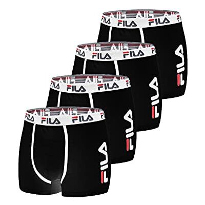 Fila Boxer Uomo Cotone, libertà di movimento, confortevole, set di 4, Nero, Taglie L Fila Boxer Uomo Cotone, libertà di movimento, confortevole, set di 4, Nero, Taglie L