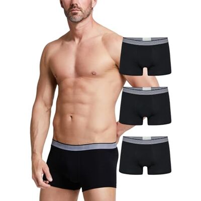 POMPEA 3 Pezzi Boxer Uomo in Cotone Elasticizzato, Mutande Uomo con Cinturino a Contrasto POMPEA 3 Pezzi Boxer Uomo in Cotone Elasticizzato, Mutande Uomo con Cinturino a Contrasto