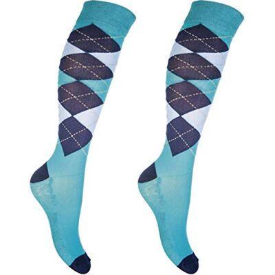HKM , Calze da Equitazione, con Motivo a Quadri Classici, da Uomo, Uomo, Calzini, , Aqua/Dunkelblau, 35-38 HKM , Calze da Equitazione, con Motivo a Quadri Classici, da Uomo, Uomo, Calzini, , Aqua/Dunkelblau, 35-38