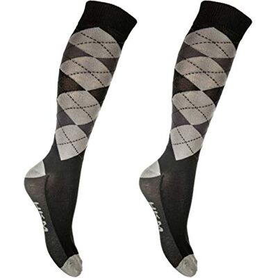 HKM 8628 Calze da equitazione Check Classico, colore: nero (nero/grigio/antracite 9102) 30-34 HKM 8628 Calze da equitazione Check Classico, colore: nero (nero/grigio/antracite 9102) 30-34