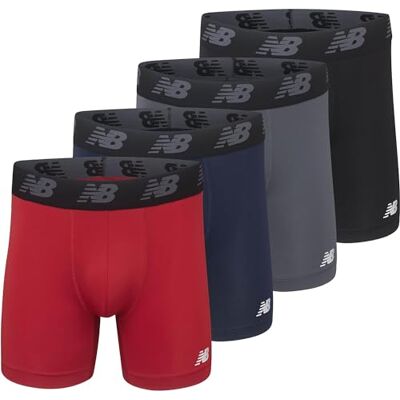 New Balance , Boxer da Uomo Standard da 12,7 cm No Fly (Confezione da 4), pigmentato/Rosso Team/Piombo/Nero, 5XL New Balance , Boxer da Uomo Standard da 12,7 cm No Fly (Confezione da 4), pigmentato/Rosso Team/Piombo/Nero, 5XL