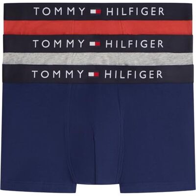 Tommy Hilfiger Uomo Boxer Confezione da 3 con Fascia con Logo, Multicolore (Drk Ash/PRP Nvy/TR Rd), S Tommy Hilfiger Uomo Boxer Confezione da 3 con Fascia con Logo, Multicolore (Drk Ash/PRP Nvy/TR Rd), S