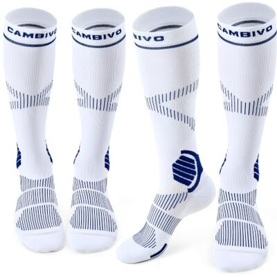 CAMBIVO Calze Compressione Graduata Donna Uomo 2Paia, Gambaletti Compressione Graduata 15-20 mmHg, Calze Elastiche a Compressione Antitrombo, Calzini Lunghe per Vene Varicose, Aereo, Sportive, Corsa CAMBIVO Calze Compressione Graduata Donna Uomo 2Paia, Gambaletti Compressione Graduata 15-20 mmHg, Calze Elastiche a Compressione Antitrombo, Calzini Lunghe per Vene Varicose, Aereo, Sportive, Corsa