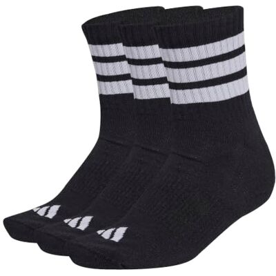 Adidas Unisex Adulto 3 Stripes Cushioned Sportswear Mid Cut Socks 3 Pair Pack, black/white/white, 40-42 Adidas Unisex Adulto 3 Stripes Cushioned Sportswear Mid Cut Socks 3 Pair Pack, black/white/white, 40-42