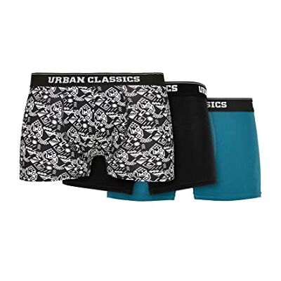 Urban Classics Organic Mutande Boxer Confezione da 3 Pezzi, Uomo, Multicolore (Dettaglio Aop/Black/Jasper), XL Urban Classics Organic Mutande Boxer Confezione da 3 Pezzi, Uomo, Multicolore (Dettaglio Aop/Black/Jasper), XL