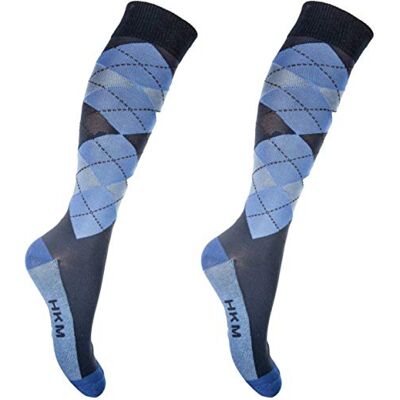 HKM Calze da Equitazione Uomo Check Classico, Uomo, Reitsocken -Check Classico-, Blu Scuro/Azzurro, 39-42 HKM Calze da Equitazione Uomo Check Classico, Uomo, Reitsocken -Check Classico-, Blu Scuro/Azzurro, 39-42