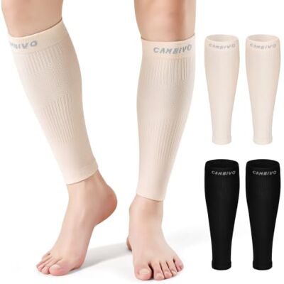 CAMBIVO Polpaccera Compressione Uomo Donna, Calze Compressione Senza Piede Compressione Graduata 12-18 mmHg, Fascia Elastica Polpaccio senza Piede, Tessuto Traspirante, Supporto per Corsa e Viaggi CAMBIVO Polpaccera Compressione Uomo Donna, Calze Compressione Senza Piede Compressione Graduata 12-18 mmHg, Fascia Elastica Polpaccio senza Piede, Tessuto Traspirante, Supporto per Corsa e Viaggi