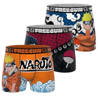 FREEGUN Boxer Mutande Uomo Naruto, Set da 3, Arancione 09 (XL) FREEGUN Boxer Mutande Uomo Naruto, Set da 3, Arancione 09 (XL)