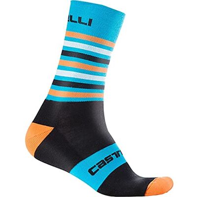CASTELLI Gregge 15 Sock, Calzini Unisex – Adulto, Black Orange Fluo, XXL CASTELLI Gregge 15 Sock, Calzini Unisex – Adulto, Black Orange Fluo, XXL