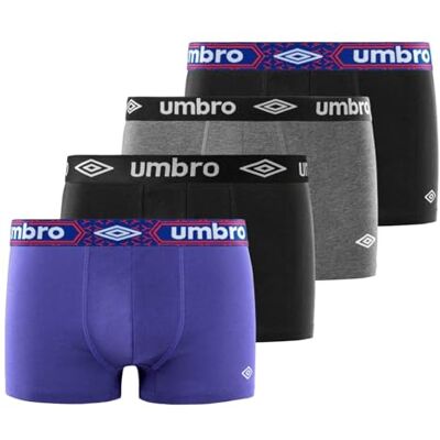 Umbro Mutande Boxer Uomo Cotone, Set da 4, Nero Neo (L) Umbro Mutande Boxer Uomo Cotone, Set da 4, Nero Neo (L)