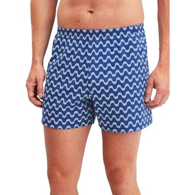 Calida Prints, Boxer da Uomo, con Vita Rivestita in Tessuto, in 100% Cotone, Senza Apertura, Mazarine Blu, 62 Calida Prints, Boxer da Uomo, con Vita Rivestita in Tessuto, in 100% Cotone, Senza Apertura, Mazarine Blu, 62