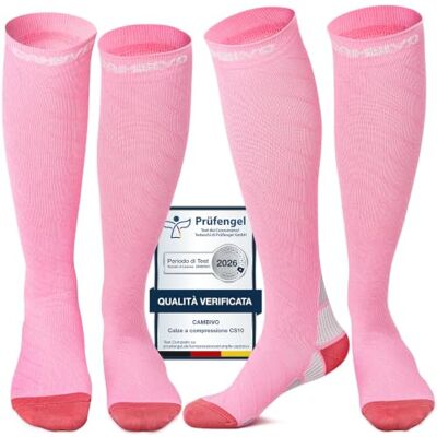 CAMBIVO 2 Paia Calze Compressione Graduata Donna e Uomo 20-30 mmHg, Calze Elastiche a Compressione Antiscivolo per Sport, Corsa, Recupero, Antitrombo, Vene Varicose, Viaggio in Aereo CAMBIVO 2 Paia Calze Compressione Graduata Donna e Uomo 20-30 mmHg, Calze Elastiche a Compressione Antiscivolo per Sport, Corsa, Recupero, Antitrombo, Vene Varicose, Viaggio in Aereo
