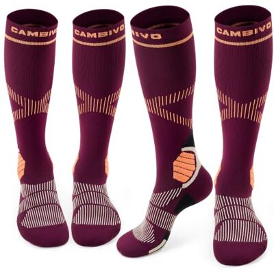 CAMBIVO Calze Compressione Graduata Donna Uomo 2Paia, Gambaletti Compressione Graduata 15-20 mmHg, Calze Elastiche a Compressione Antitrombo, Calzini Lunghe per Vene Varicose, Aereo, Sportive, Corsa CAMBIVO Calze Compressione Graduata Donna Uomo 2Paia, Gambaletti Compressione Graduata 15-20 mmHg, Calze Elastiche a Compressione Antitrombo, Calzini Lunghe per Vene Varicose, Aereo, Sportive, Corsa
