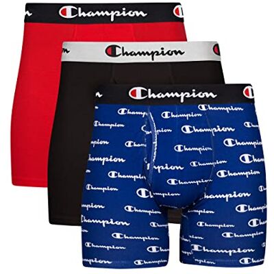 Champion Boxer da Uomo, in Cotone Elasticizzato per Ogni Giorno, Biancheria Intima Anti-umidità, Confezione Multipla (Confezione da 3), Logo Blu e Bianco, Nero, Rosso, Confezione da 3, XL Champion Boxer da Uomo, in Cotone Elasticizzato per Ogni Giorno, Biancheria Intima Anti-umidità, Confezione Multipla (Confezione da 3), Logo Blu e Bianco, Nero, Rosso, Confezione da 3, XL