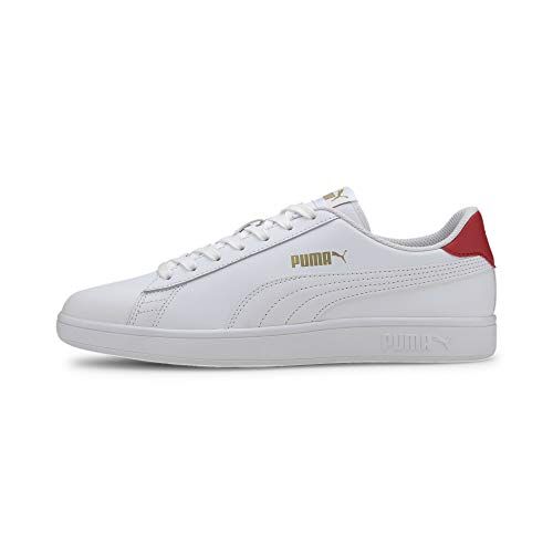 Puma Unisex Smash V2 L Scarpe da ginnastica,  White High Risk Red  Team Gold, 46 EU