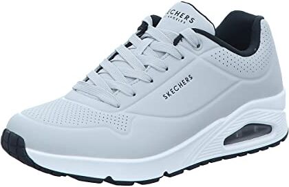 Skechers Uno Stand On Air, Sneaker Uomo, Light Gray Durabuck Black Trim, 45 EU