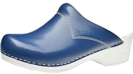 Sanita Pastel   Zoccoli Aperti in Pelle Originali Fatti a Mano   Unisex   Plantare Anatomico in Schiuma Morbida   Blu Navy   40 EU