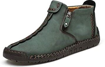 TABKER Stivali da uomo Stivaletti da uomo Stivaletti fatti a mano Stivali occidentali da uomo in pelle classica Modi Motorcycle Boots Scarpe da lavoro da uomo all'aperto (Color : Green, Size : 10)